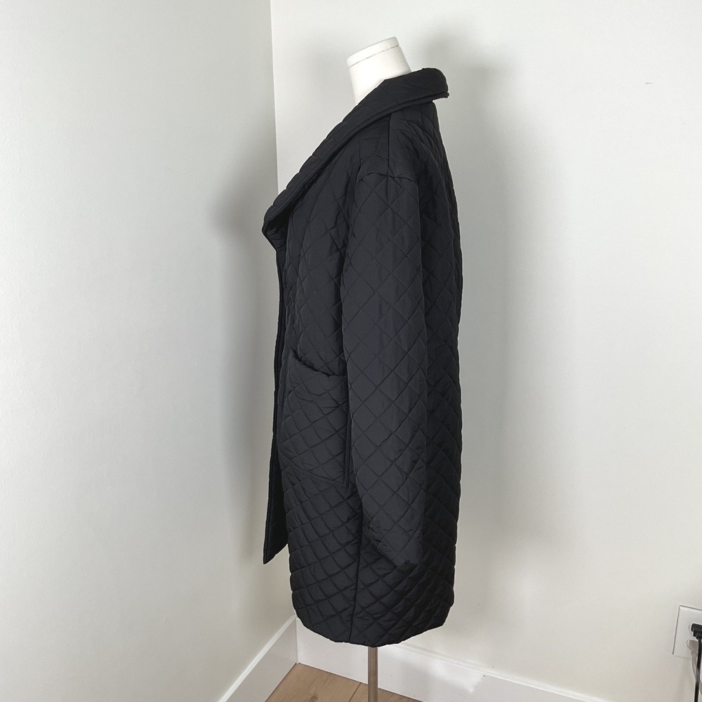 A Pea in the Pod Quilted Shawl Collar Long Coat Jacket Black XS Maternity - Picture 4 of 9